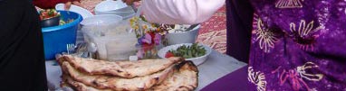 Table with food at All Nations Café gathering © by Dhyan, 29 Mar 2007