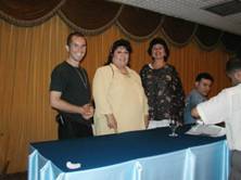 © Photo by Daphna: Dhyan and Miriam with Farida and her Husband at the press conference, Jul 27